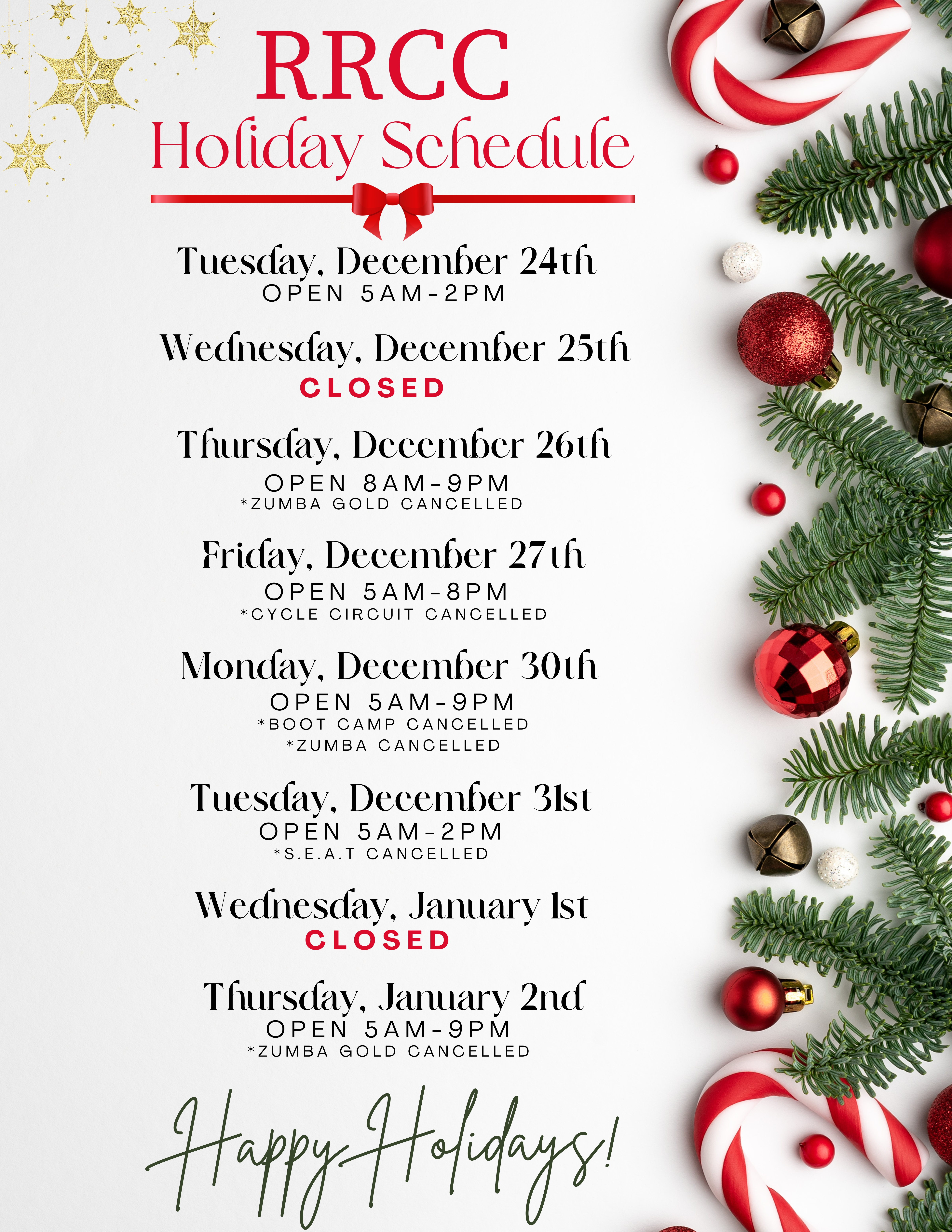 2024 Holiday Schedule